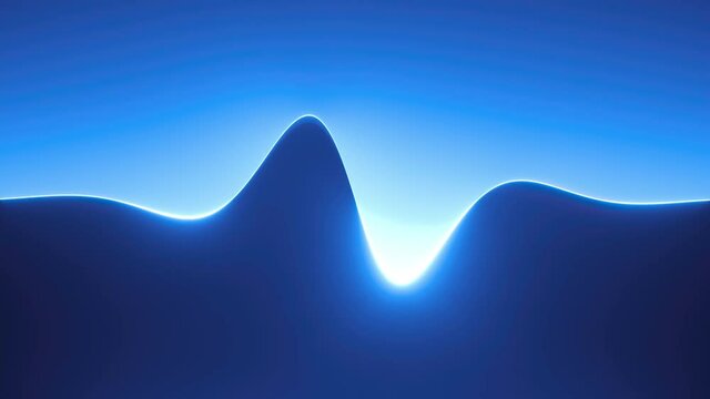 4k looping 3d animation, abstract blue neon background with endless wavy line glowing