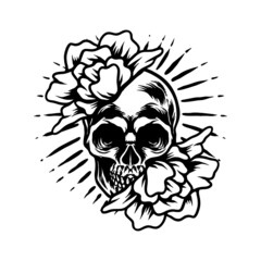 Skull And Roses Silhouette