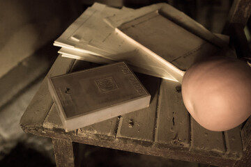Fototapeta na wymiar old book in a box