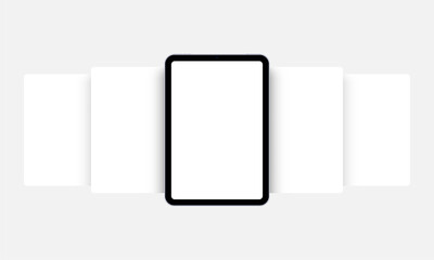 Tablet Mockup with Blank Web Pages, Front View. Vector Illustration