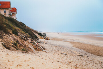 the sand beach and the house in Biscarrosse Plage 