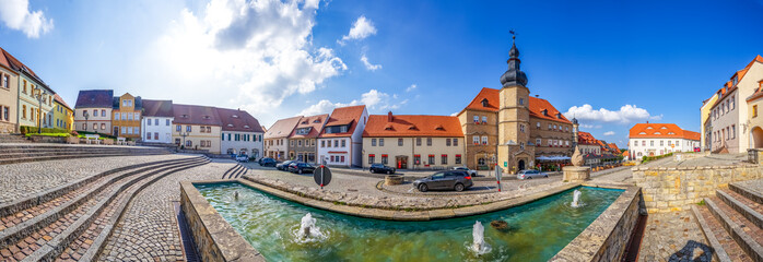 Marktplatz, Mücheln, Sachsen-Anhalt, Deutschland 