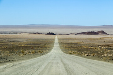 Fototapeta na wymiar straight road through the desert