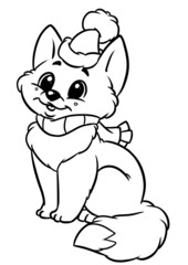 Little ginger cat new year character animal illustration cartoon coloring
