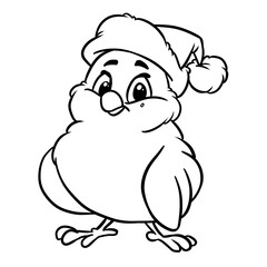 Little winter bird bullfinch character new year illustration cartoon coloring