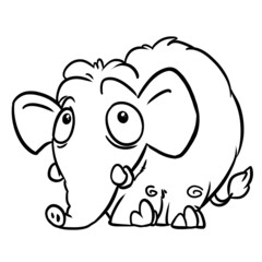 Little surprised elephant character postcard illustration cartoon coloring