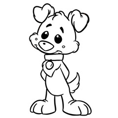 Fototapeta na wymiar Little yellow dog puppy smile character illustration cartoon coloring