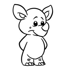 Fototapeta na wymiar Little rhino cub character animal illustration cartoon coloring