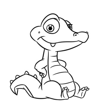 Little crocodile baby illustration cartoon coloring