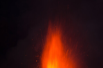 Volcanic eruption flare-up. Cumbre Vieja Natural Park. La Palma. Canary Islands. Spain.