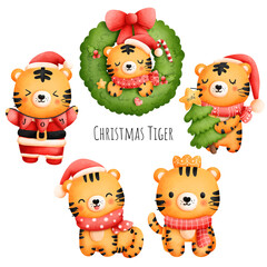 Obraz na płótnie Canvas Christmas tiger, Year of the Tiger 2022