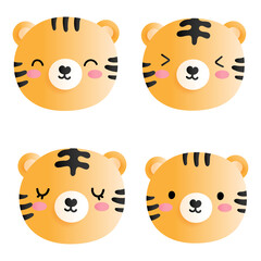 Tiger face, animal face. Vector illustration