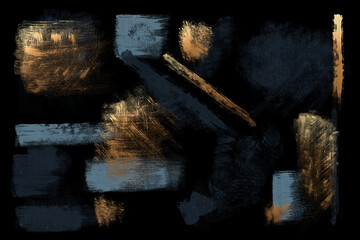 Abstract shapes in Grunge style. Universal elements set on black background