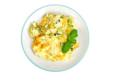 Omelet with broccoli, healthy food. Studio Photo