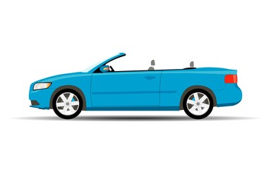 Obraz premium The passenger car is blue. Cabriolet. Vector illustration.