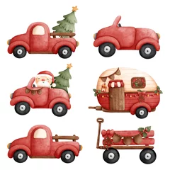Crédence de cuisine en plexiglas Course de voitures Voiture de Noël, camion de Noël.
