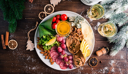 a plate of appetizers for Christmas dinner