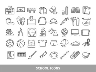 小学校生活と教育のアイコンセット　School and Education Icons
