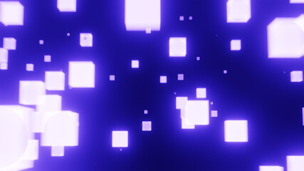Glowing squares, beautiful background for art project. 3D illustration, animation