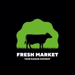 Cow logo. Farm milk emblem. Fresh milk logo.