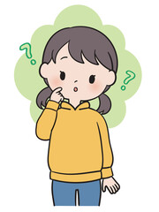 考えるポーズの女の子