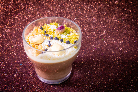 Zgougou Tunisienne  cashew desert photography - healthy breakfast cereal yogurt and fruits