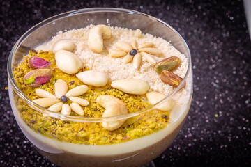Zgougou Tunisienne  cashew desert photography - healthy breakfast cereal yogurt and fruits زقوقو تونسي الجزائر المغرب