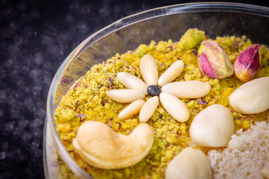 Zgougou Tunisienne  cashew desert photography - healthy breakfast cereal yogurt and fruits