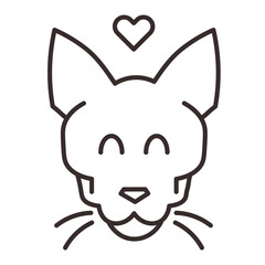 Cat happy head smiling face animals love heart vector sign symbol icon illustration design