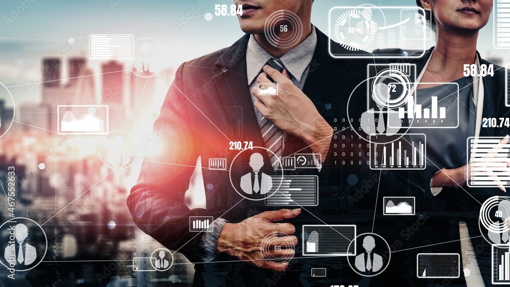Poster conceptual business dashboard for financial data analysis . 3d render computer graphic .
