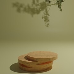 3d background with wood podium 3d render