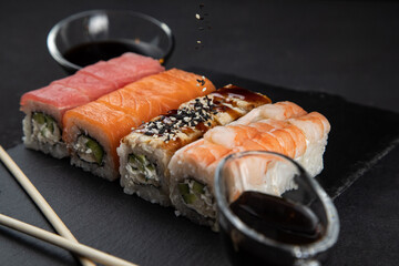 sushi rolls, for cafe, black, sushi set, set, for cafe