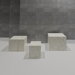 3d background with three-stage marble 3d render