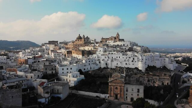 Aerial view over Ostuni in Italy also called the white city - travel photography