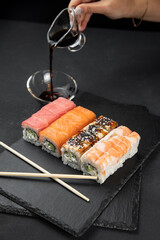 sushi rolls, for cafe, black, sushi set, set, for cafe