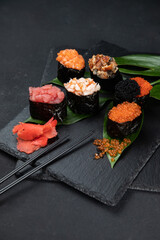 sushi rolls, for cafe, black, sushi set, set, for cafe