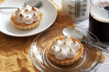 Lemon Meringue Tart with Hot Coffee