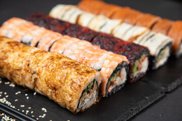 sushi rolls, for cafe, black, sushi set, set, for cafe
