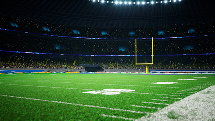 American football night stadium with fans iilluminated by spotlights waiting game. High quality 3d render  © AStakhiv