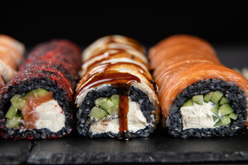 sushi rolls, for cafe, black, sushi set, set, for cafe