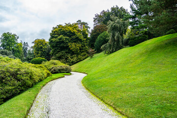 View of the gardens of Villa Melzi in Bellagio, Lake Como, Lombardy - Italy