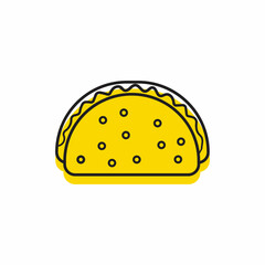 Fast food Taco icon. Vector illustration. Taco drawn lines icon.Fast food on the go, on the outdoor