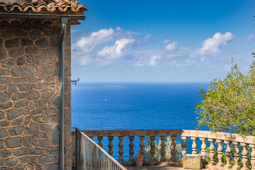 Mediterranean sea view from the terrace of an old Spanish country house -8157