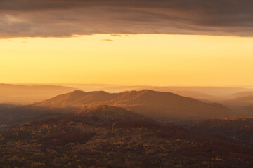 Sunrise light above Arges landscape from Romania.