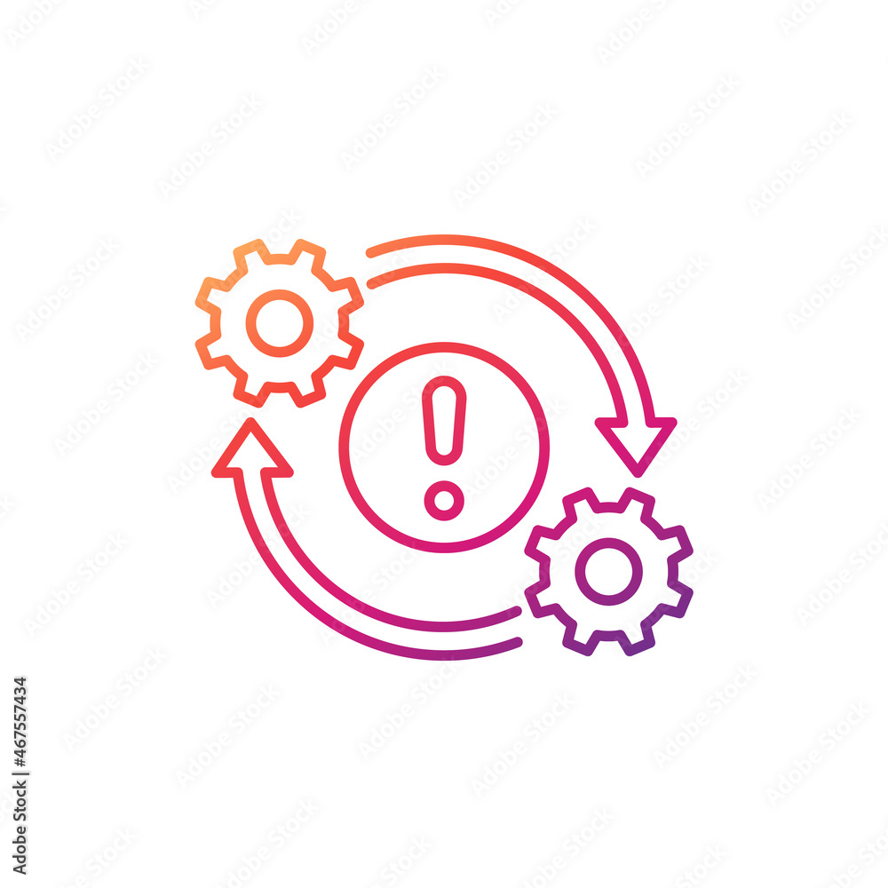 Poster error in process, operations line icon