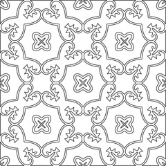 floral pattern background.Repeating geometric pattern from striped elements.   Black and white pattern.