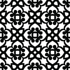 Vector seamless pattern. Modern stylish texture. Composition from regularly repeating geometrical element. Monochrome, simple. Vector illustrations. Black and white pattern.
