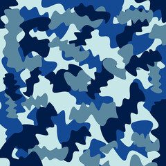 abstract blue camouflage stripes seamless pattern navy military vector illustration