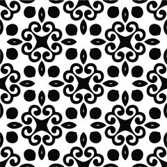 Fototapeta na wymiar Vector seamless pattern. Modern stylish texture. Composition from regularly repeating geometrical element. Monochrome, simple. Vector illustrations. Black and white pattern. 