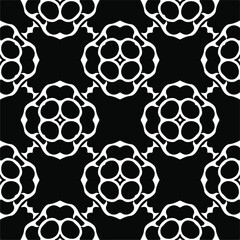 Vector seamless pattern. Modern stylish texture. Composition from regularly repeating geometrical element. Monochrome, simple. Vector illustrations. Black and white pattern.